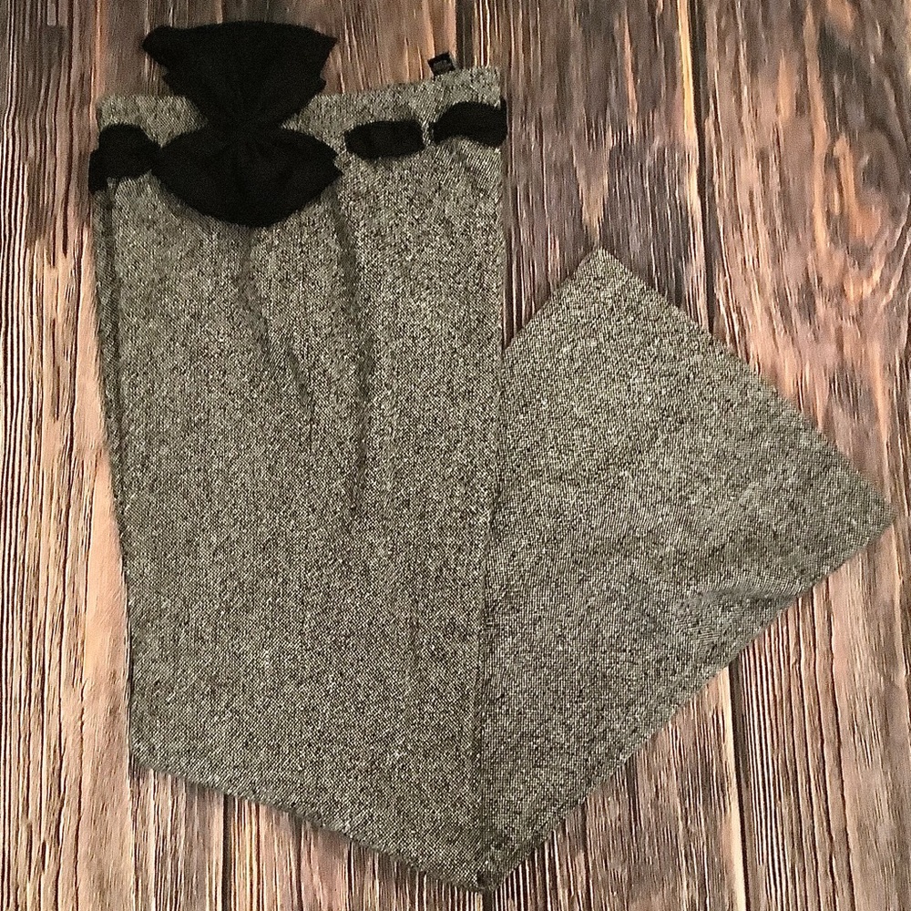 New side zip wool blend wide leg slacks with bow 12